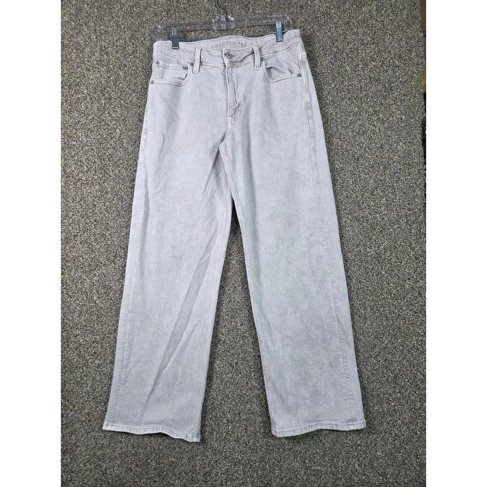 American Eagle Wide Leg Corduroy Pants Womens 6 Grey Stretch High Rise 00392